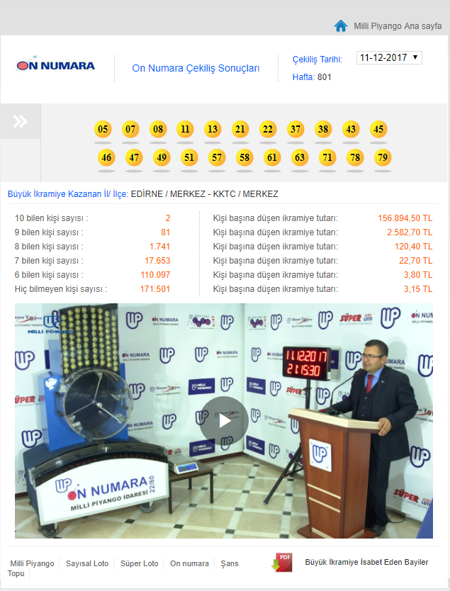 On Numara sonuçları (11 Aralık 2017 - 801. Hafta) çekilişi ile belli oldu - Milli Piyango
