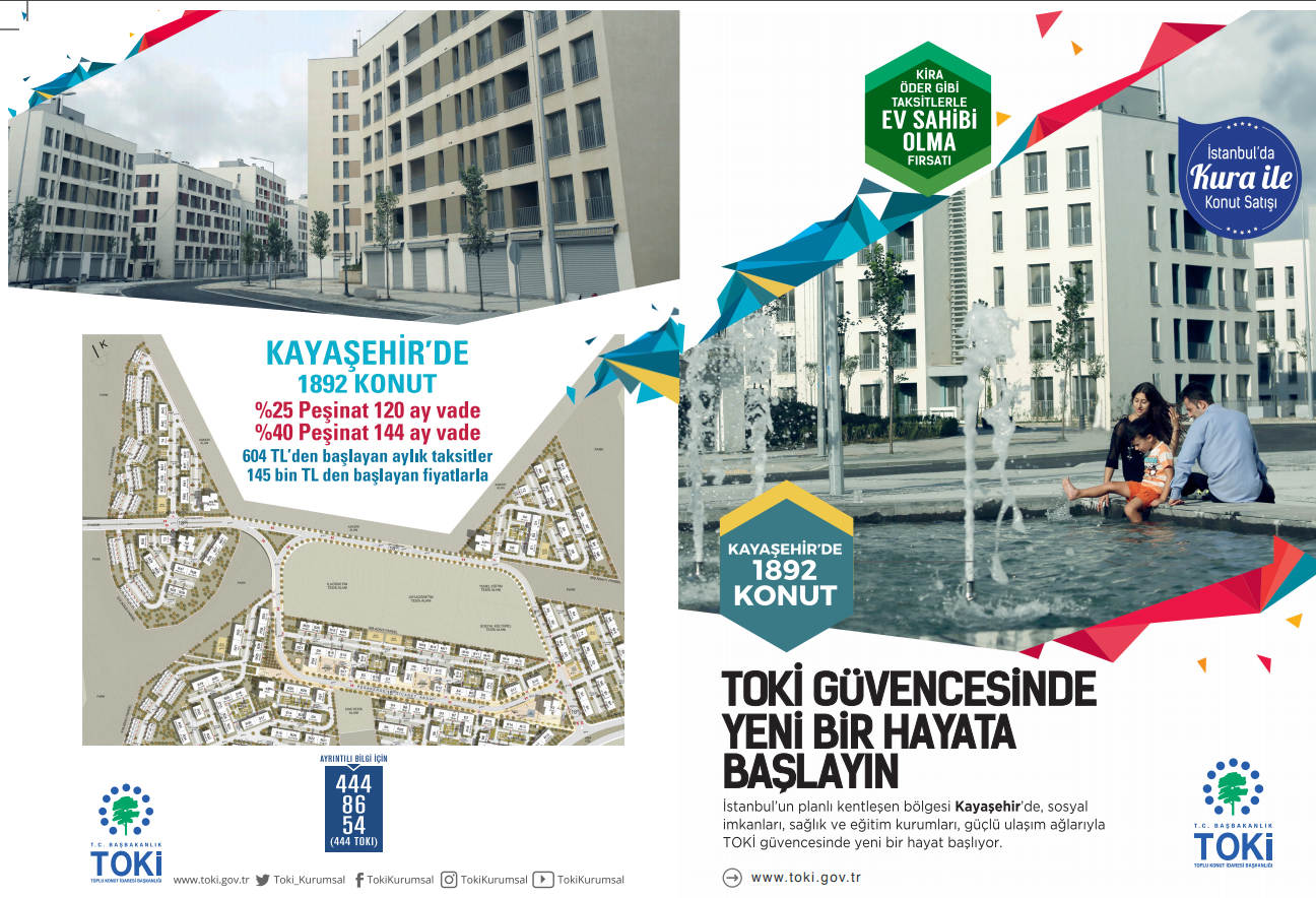 TOKİ İstanbul Kayaşehir'de bin 892 konut kura yöntemiyle 5 Eylül'de satışta