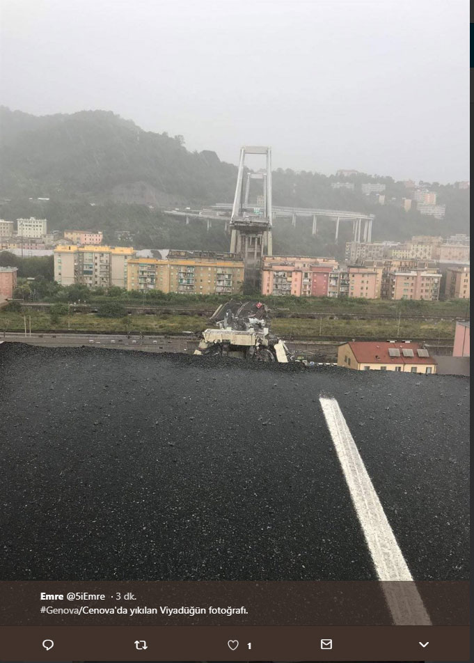 İtalya'da köprü faciası! Otoyol köprüsü böyle çöktü...
