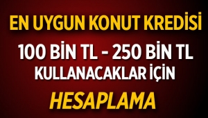 Konut kredisi kullanacaklar 100-250 Bin TL 120 ay 0.80 faiz oranı hesaplama