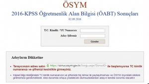 2016-KPSS Öğretmenlik Alan Bilgisi (ÖABT) Sonuçlar belli oldu