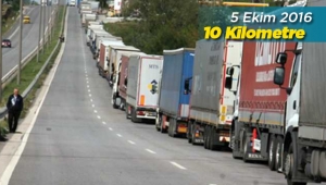 Kapıkule'de TIR'ların kuyruk uzunluğu 10 kilometre