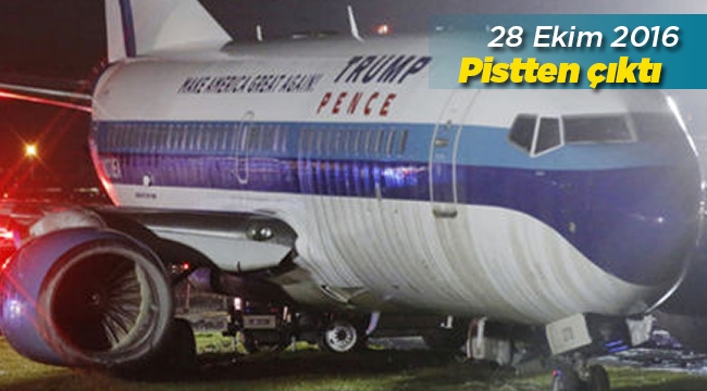 Trump'un yardımcı başkanı Pence'yi taşıyan uçak New York'ta pistten çıktı