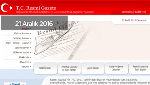Resmi Gazete 21 Aralık tarihli sayısı