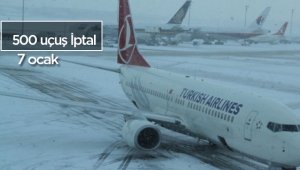 İstanbul Atatürk Havalimanı'nı kar vurdu! 500'den fazla sefer iptal