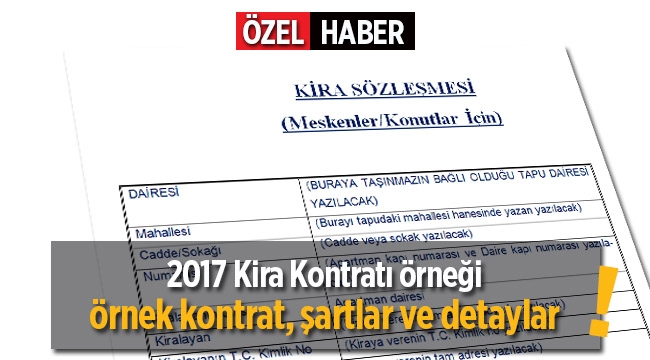 2017 Kira Kontratı örneği nasıl olmalı