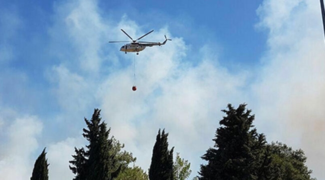 İzmir'de orman yangınına müdahale eden yangın söndürme helikopteri düştü! 5 personel kurtuldu