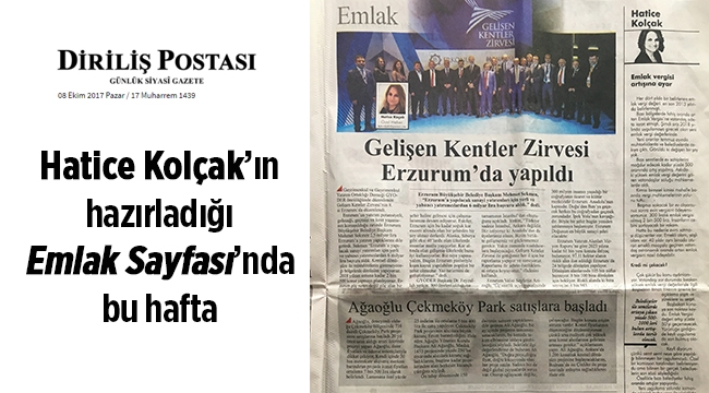 Diriliş Postası 8 Ekim Emlak Sayfası / Hatice Kolçak