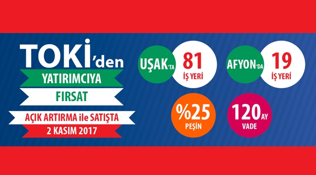 TOKİ Uşak`ta Emlak Yönetimi`nden 81 iş yeri satışı