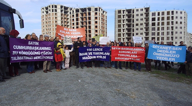 Diyanet-Sen Osmanlı İnşaat`tan konut alamayan mağdurlar eylem yaptı