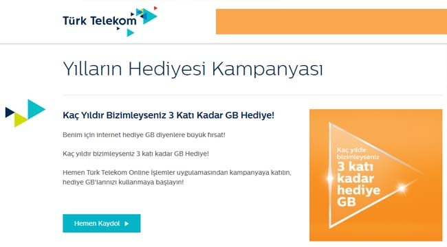 Türk Telekom Yılların Hediyesi Kampanyası ile `bedava internet`