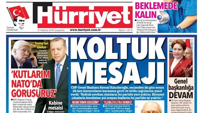 Hürriyet gazetesi 27 Haziran başlıkları oku