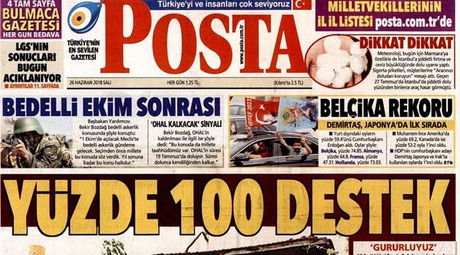 Posta gazetesi oku 26 Haziran 2018 - Gazete Posta