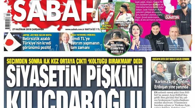 Sabah gazetesi 27 Haziran manşetleri