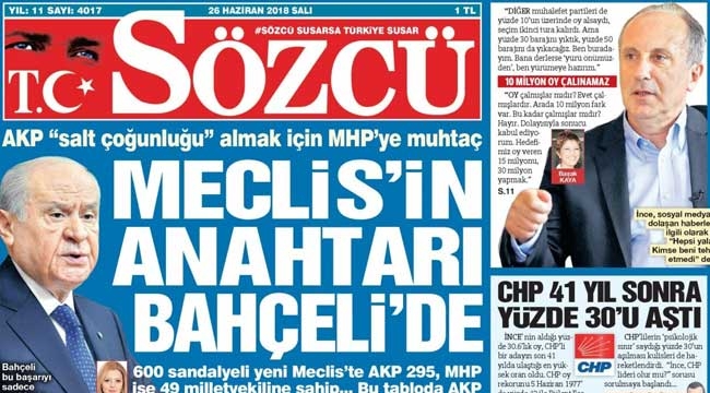 Sözcü gazetesi oku 26 Haziran 2018 - Gazeteler, gazete manşetleri Sözcü