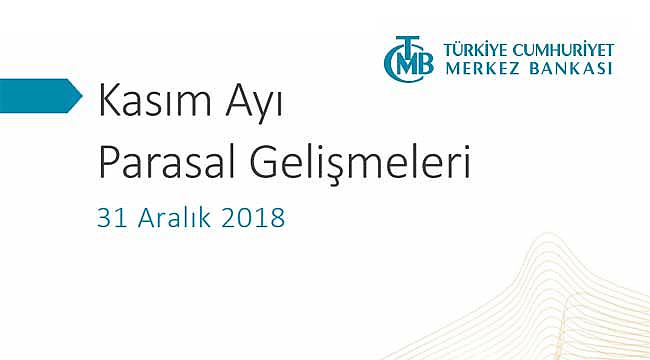 2018 Kasım ayı Merkez Bankası Aylık Para ve Banka İstatistikleri açıklandı