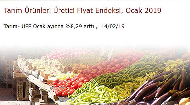 2019 Ocak ayında Tarım- ÜFE yüzde 8.29 arttı