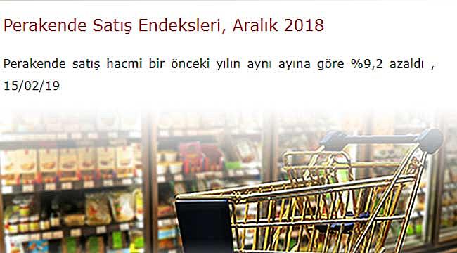 Aralı 2018'de Perakende satış hacmi yüzde 9.2 azaldı