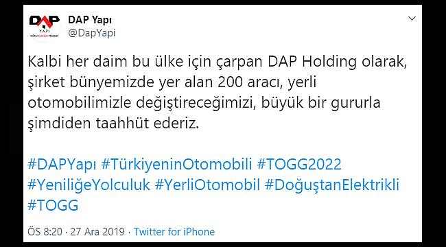 DAP Yapı, 200 adet yerli otomobile talip oldu!