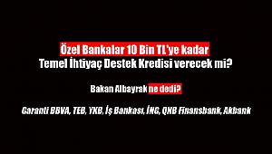 Özel Bankalar (Garanti BBVA, TEB, YKB, İş Bankası, İNG, QNB Finansbank, Akbank) 10 Bin TL'ye kadar ihtiyaç destek kredisi verecek mi? Bakan Albayrak ne dedi?