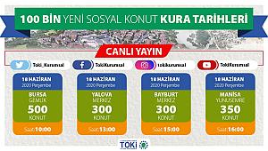 TOKİ Bursa, Yalova, Bayburt Manisa kura çekilişi canlı yayınları (100 Bin sosyal konut)