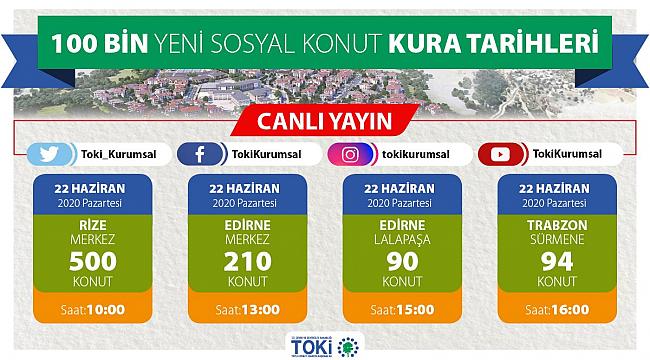 TOKİ Rize Edirne, Trabzon hak sahibi belirleme canlı yayın (100 Bin sosyal konut)