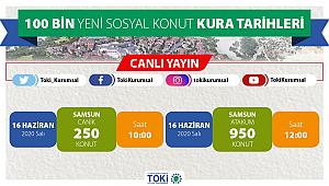 TOKİ Samsun Canik ve Atakum kura çekilişi canlı yayını kura sonuçları (100 Bin sosyal konut)