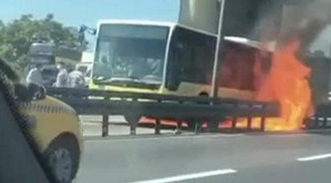 Son dakika: İstanbul'da metrobüs yangını