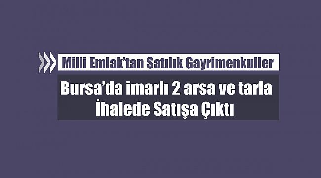 Milli Emlak'tan satılık Bursa'da imarlı 2 arsa ve tarla