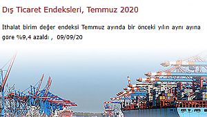 Temuz 2020'de İthalat ve İhracatta azalma...