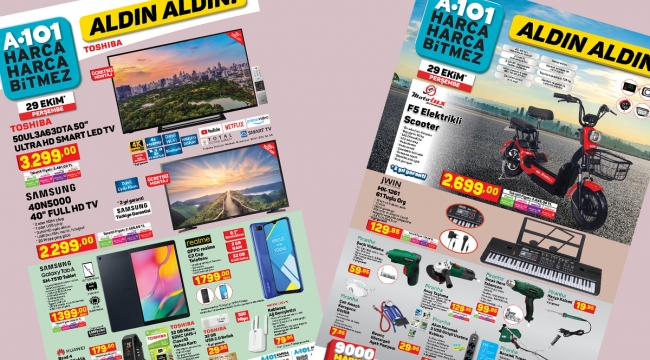 A101'lerde elektrikli scooter, tablet ve Led TV fırsatı! A101 aktüel ürünlerinde bu hafta büyük indirim var...
