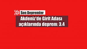 Akdeniz'de Girit Adası açıklarında deprem: 3.4