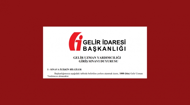 GİB, Türkiye genelinde 1000 Gelir Uzman Yardımcısı personeli işe alacak