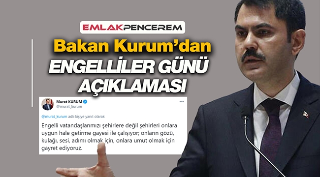 Bakan Kurum, Tüm TOKİ projelerinde engelli vatandaşlarımıza yüzde 5 kontenjan ayırdık