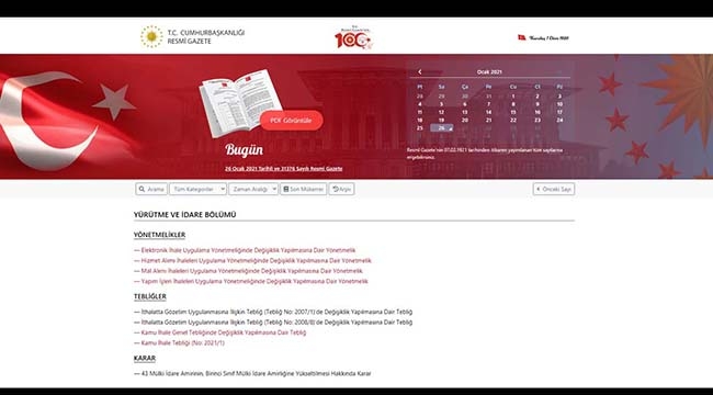 26 Ocak 2021 Resmi Gazete