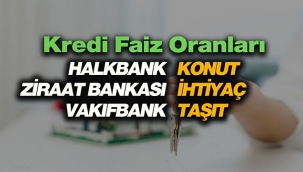 2021 Şubat ayında Vakıfbank, Halkbank ve Ziraat Bankası'nın ihtiyaç, taşıt ve konut kredisi faiz oranları