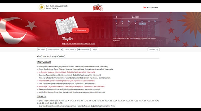 Resmi Gazete 5 Şubat 2021 Cuma