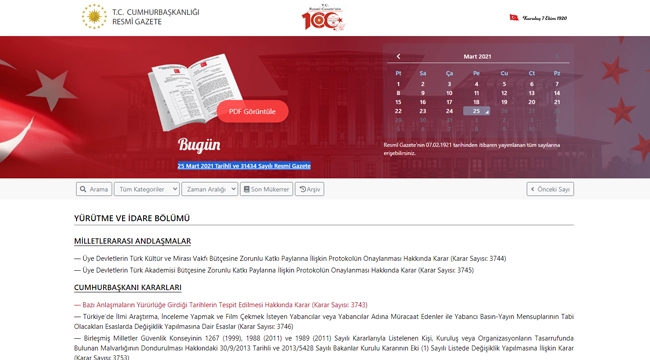 Resmi Gazete 25 Mart 2021 Perşembe alınan yönetmelik ve kararlar neler?