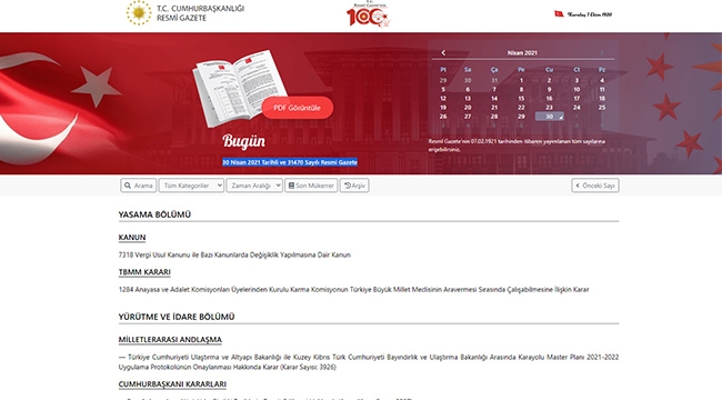 Resmi Gazete 30 Nisan Cuma sabahı en son yönetmelik, karar ve tebliğler neler?