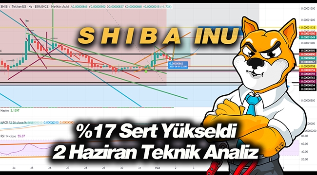 Shiba Inu (SHIB) %17 sıçradı bugüne dikkat! SHIB coin 2 Haziran teknik grafik analiz ve yorumlar