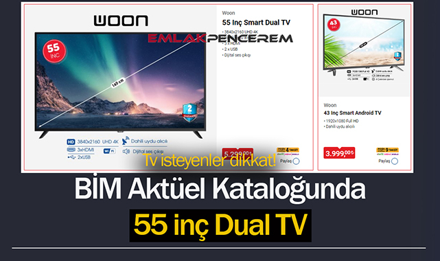 BİM'de sıvı yağ indirimi yok ama 55 Inç Smart Dual TV satışı 5299 TL'den başlıyor...
