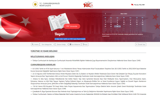 Resmi Gazete 23 Mart 2022 tarihli kararları, kanunun ve yeni yönetmelikler neler?