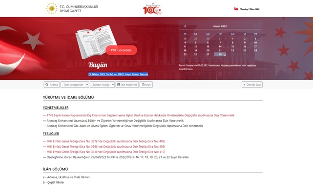 Resmi Gazete (28 Nisan 2022)