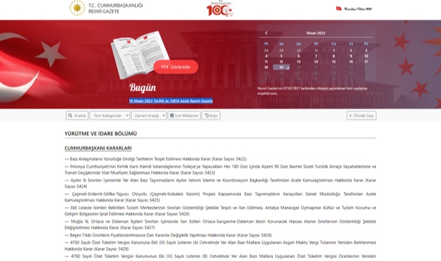 Resmi Gazete'de bugün hangi karar ve yönetmelikler yayımlandı? 19 Nisan Resmi Gazete