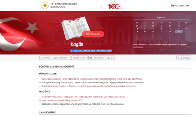 Resmi Gazete (14 Mayıs 2022)