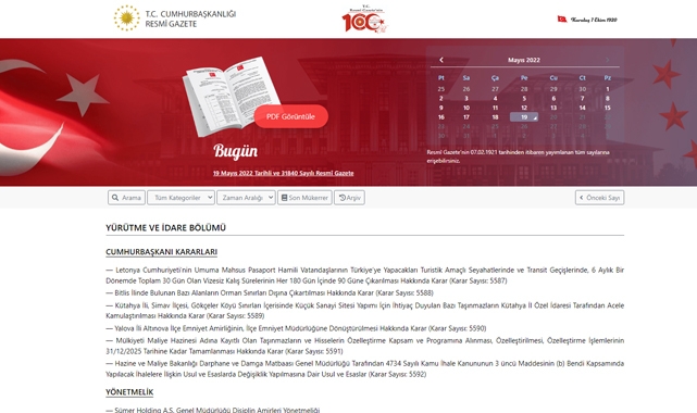 Resmi Gazete (19 Mayıs 2022)