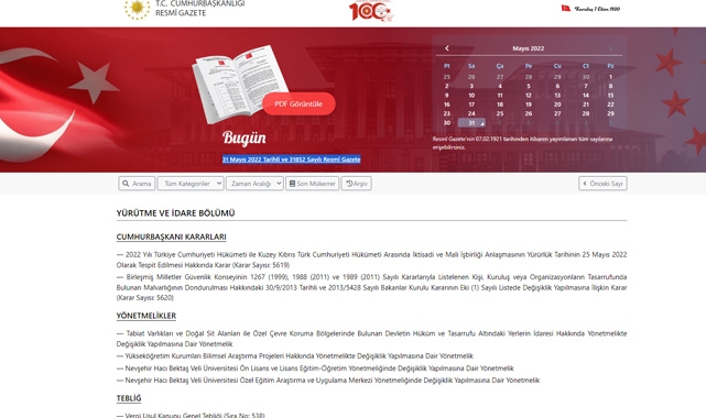 Resmi Gazete (31 Mayıs 2022)