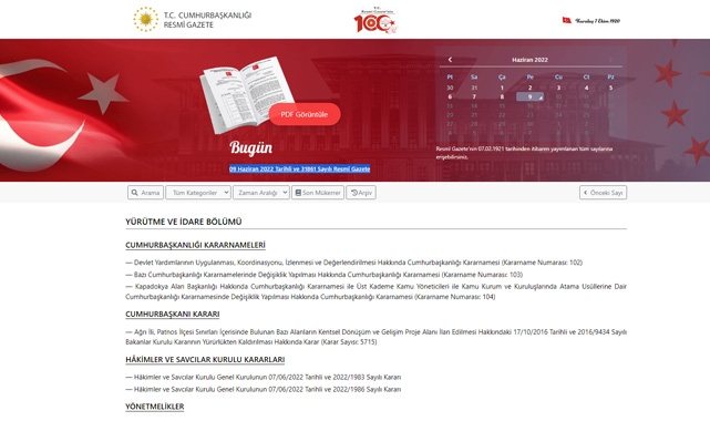 Resmi Gazete (9 Haziran 2022)