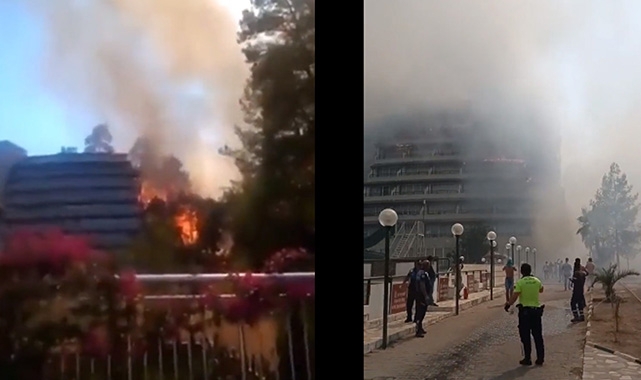 Marmaris İçmeler'de orman yangını otel ve yerleşim yerlerine sıçradı! Korkutan görüntüler geliyor! Alevler korkunç şekilde ilerliyor