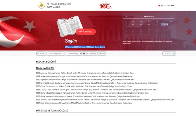 Resmi Gazete (2 Temmuz 2022)